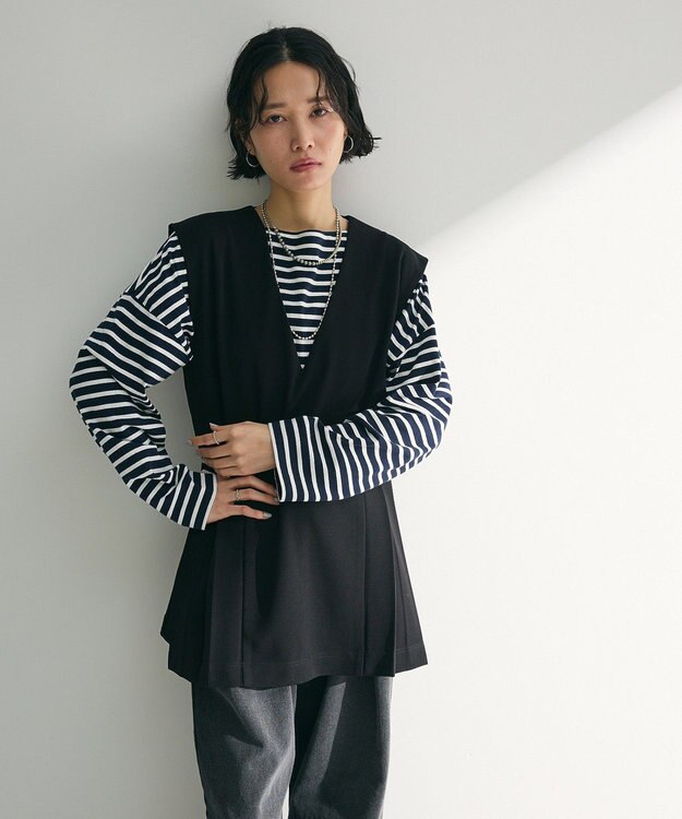 Green Parks ボックスシルエットボーダープルオーバー Dark Navy