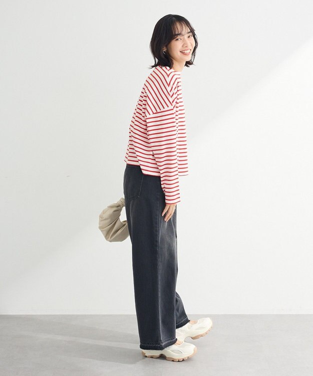 Green Parks ボックスシルエットボーダープルオーバー Red