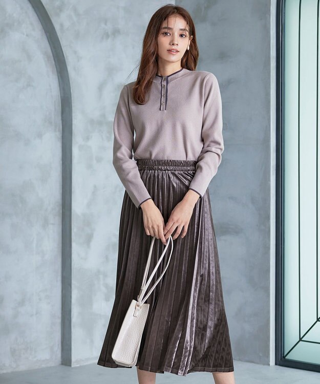 Tiaclasse 【安田美沙子さん着用】ベロアプリーツスカート モカ