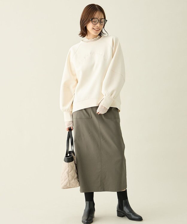 ANY L ロゴ刺繍ダンボールトレーナー エクリュ