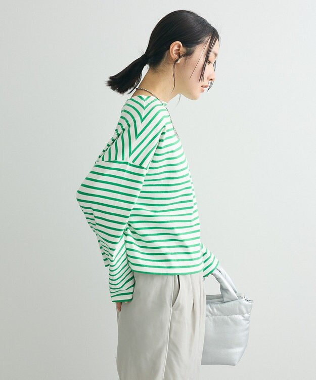 Green Parks ボックスシルエットボーダープルオーバー Green