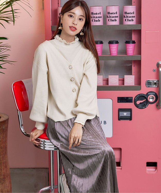 Tiaclasse 【安田美沙子さん着用】ベロアプリーツスカート グレージュ