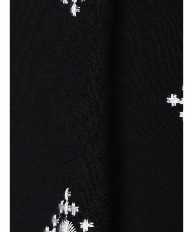 CRAFT STANDARD BOUTIQUE パネル刺繍開襟シャツ Black