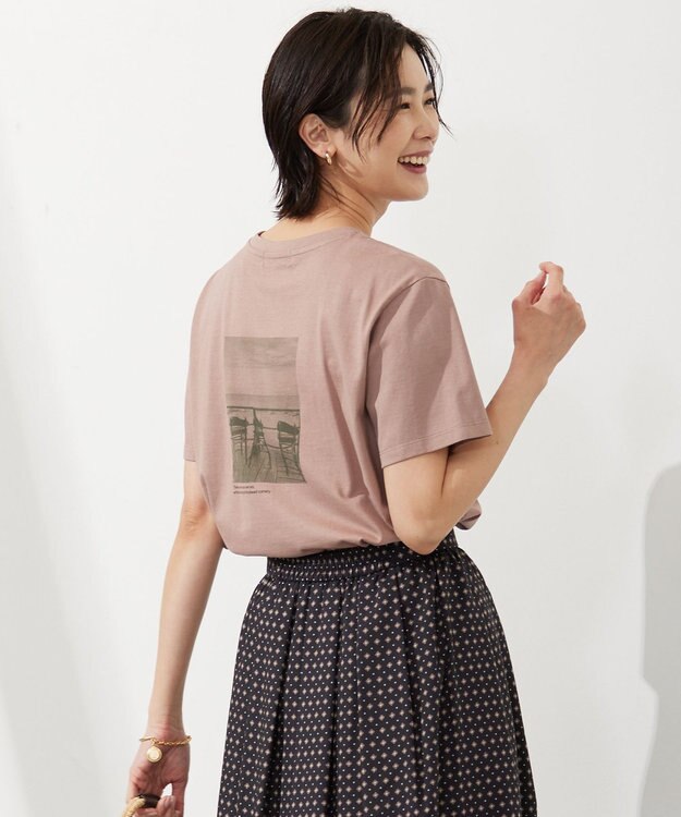 J.PRESS LADIES バック フォト Tシャツ ピンク系