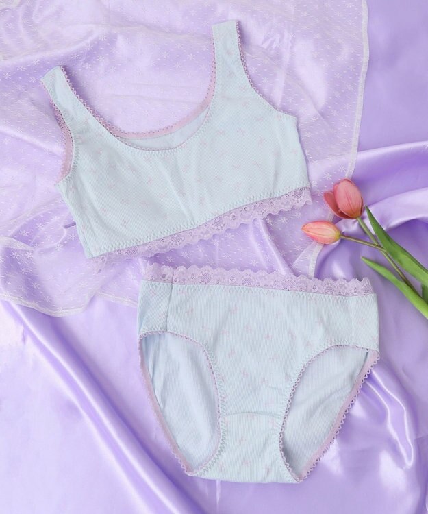 WEGO 【ハーフトップ＆ショーツセット】Liliane　Ciel　リボンドット サックス