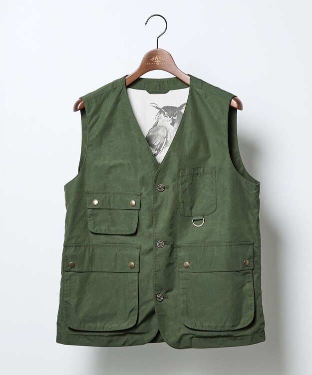 JOSEPH ABBOUD MOUNTAIN 【軽量・テ―ム・ヤルビーコラボ】プリント ワックスクロス ベスト カーキ系