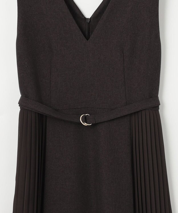 ANY SIS L 【2SET】プリーツコンビ ジャンパースカート セット ブラウン×アイボリー