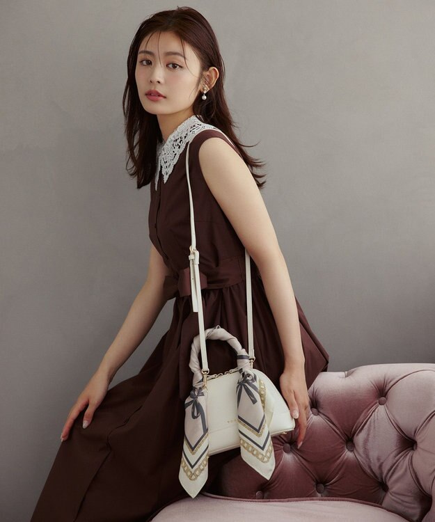 TOCCA RIBBON SILK SCARF シルクスカーフ ベージュ系