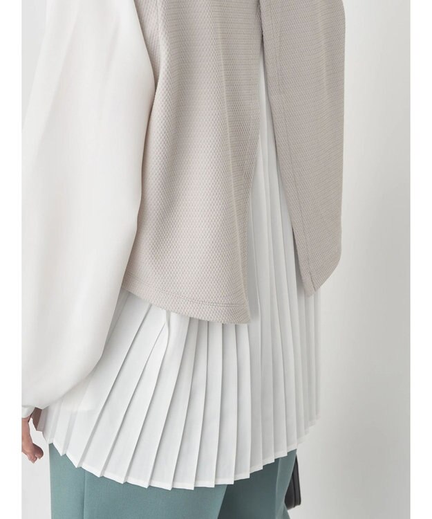 earth music&ecology ＳＥＴ２点ベスト＋バックプリーツブラウス Light Beige