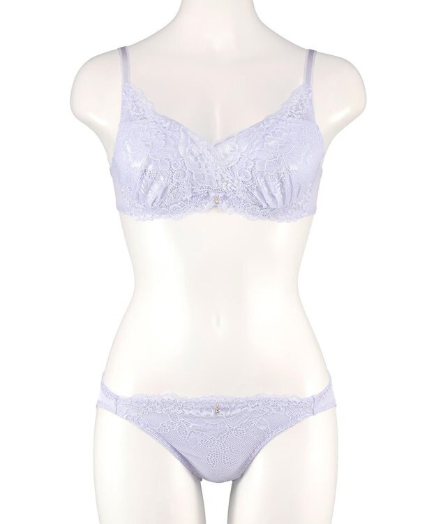 San-ai Resort（三愛水着楽園） 【northerly bra フィットシリーズ 谷間メイク】 カシュクールレースモールド ブラジャー＆ショーツSet B～Fカップ ブルー