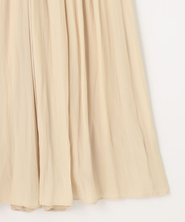 自由区 【セットアップ可/洗える】ブライトサテンライト ギャザーパンツ ベージュ系