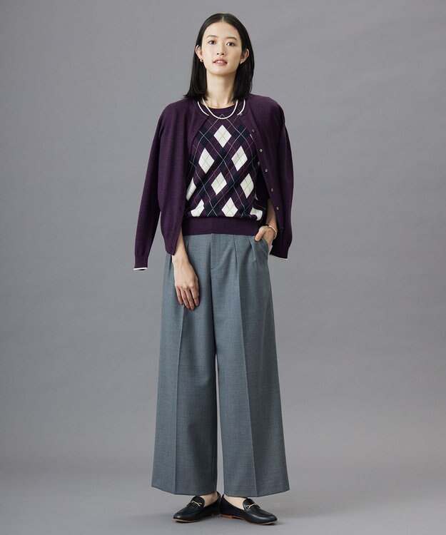 J.PRESS LADIES 【洗える】アーガイル ツイン ニット パープル系