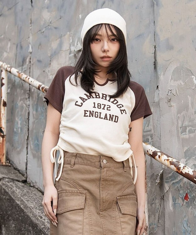 WEGO キーネックサイドレースアップちびT 柄4