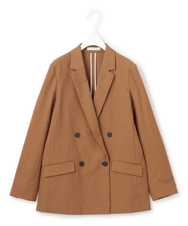 ICB 【接触冷感・UVケア・撥水・洗える】LooseWeave ダブルブレストジャケット ブラウン系