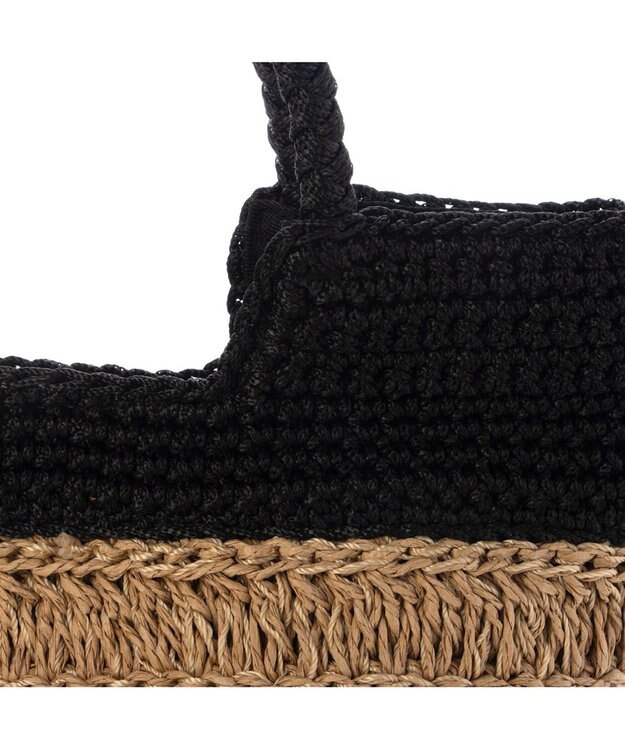 UNBILLION カシュカシュ cachecache / 切り替え柄編みミニトート カゴバッグ ブラック