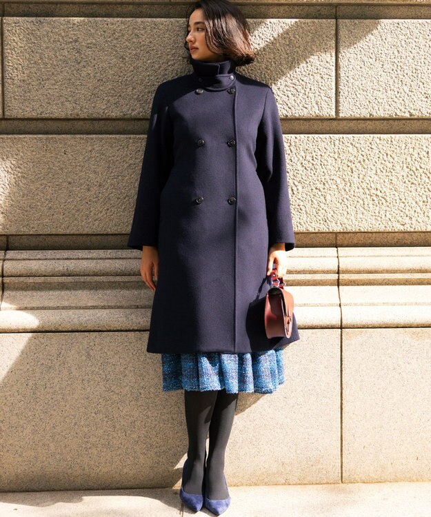 組曲 L ライトビーバー トレンチライク ロングコート ネイビー系