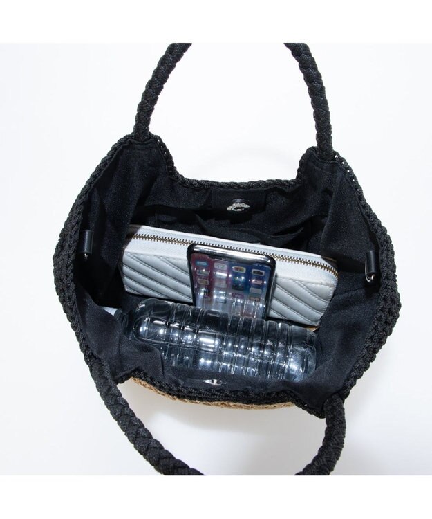 UNBILLION カシュカシュ cachecache / 切り替え柄編みミニトート カゴバッグ ブラック