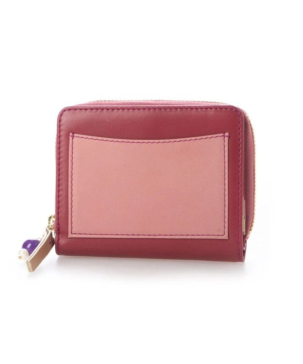 UNBILLION perche ジェムストーンチャームハーフラウンドウォレット ピンク