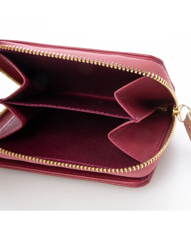 UNBILLION perche ジェムストーンチャームハーフラウンドウォレット ピンク