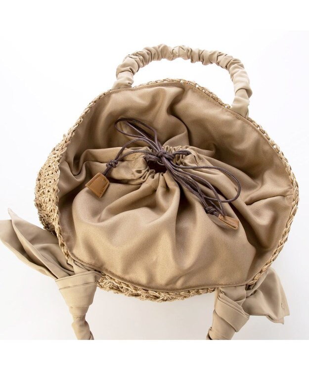 UNBILLION カシュカシュ cachecache / 下がりリボン柄編みトート ベージュ