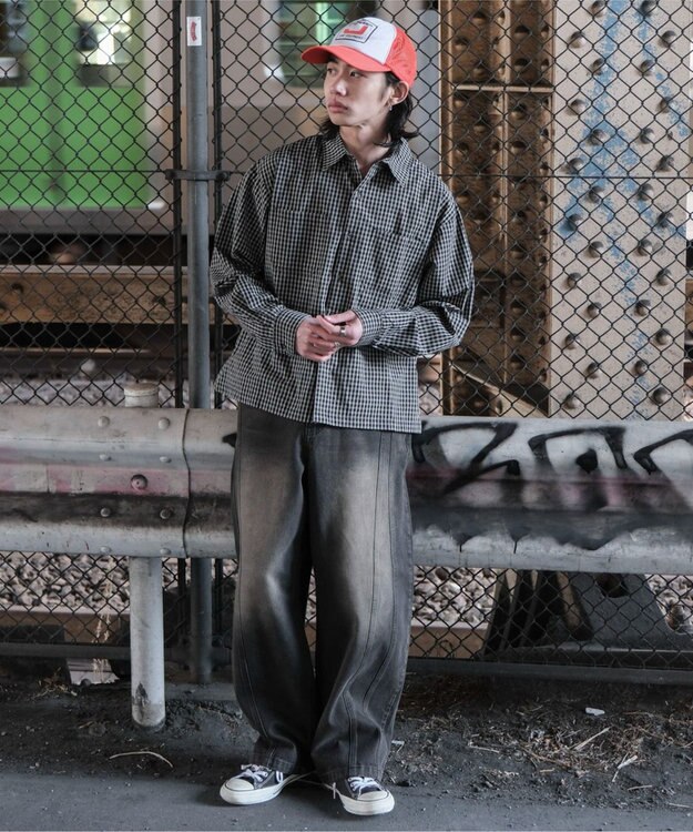 WEGO 【SMLサイズ展開】イージー3Dバレルレッグデニムパンツ デニムブラックソノタ