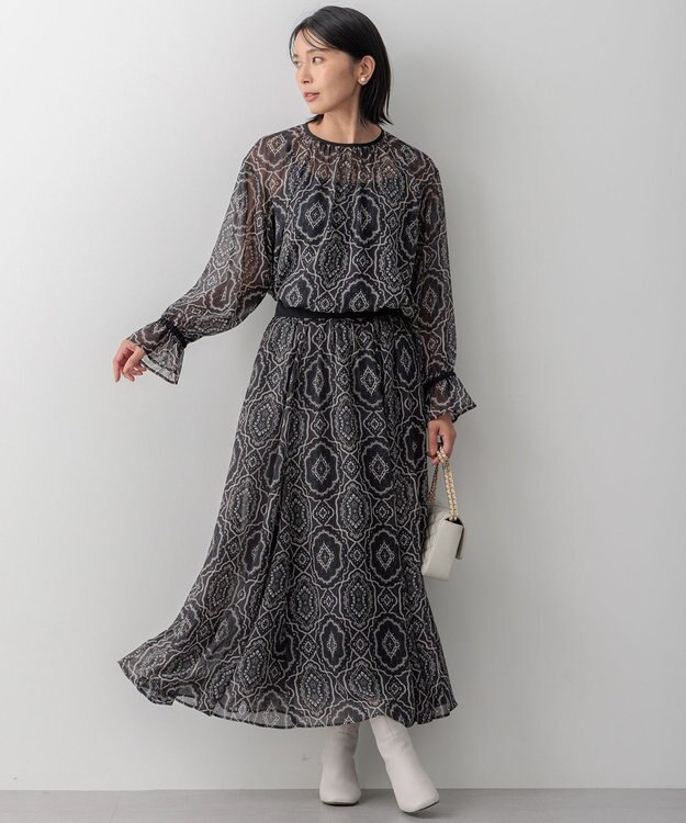 23区 S オーナメントプリント ギャザースカート グレープリント