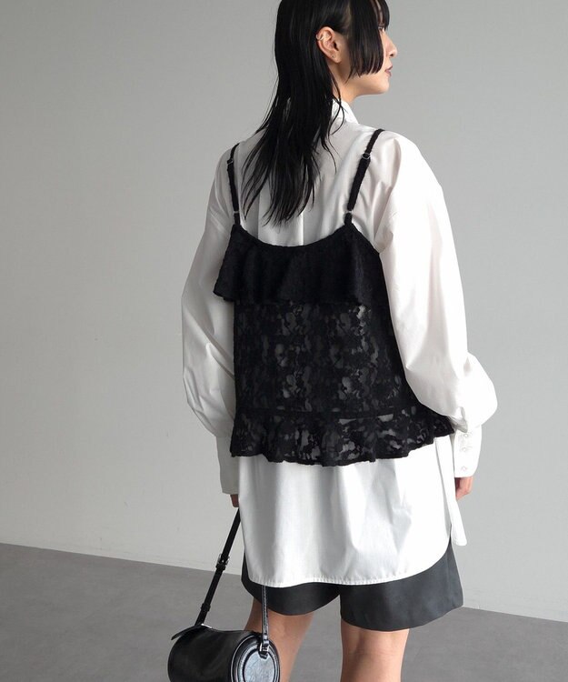 Green Parks レースフリルキャミビスチェ Black