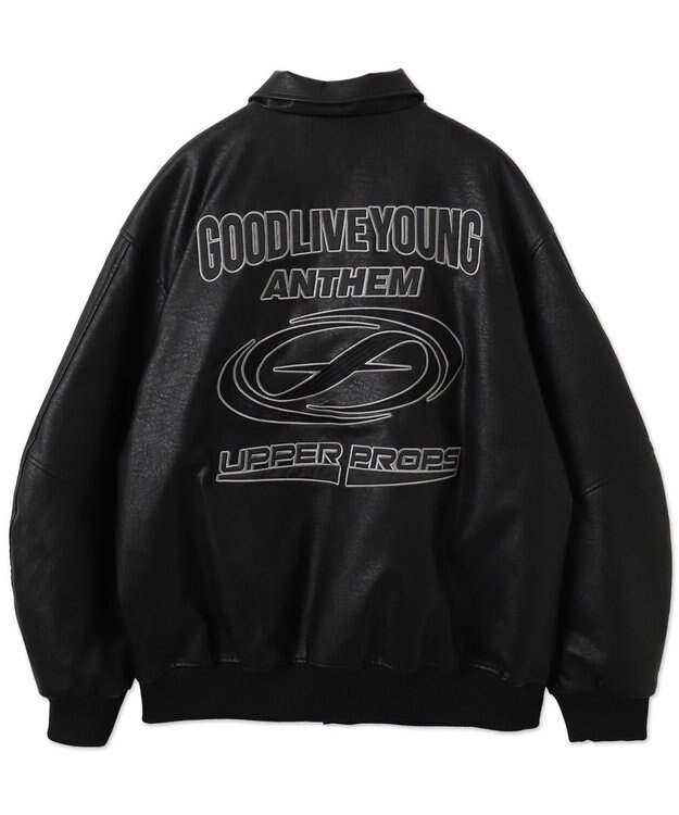 WEGO エコレザーグラフィックジャケット ブラック