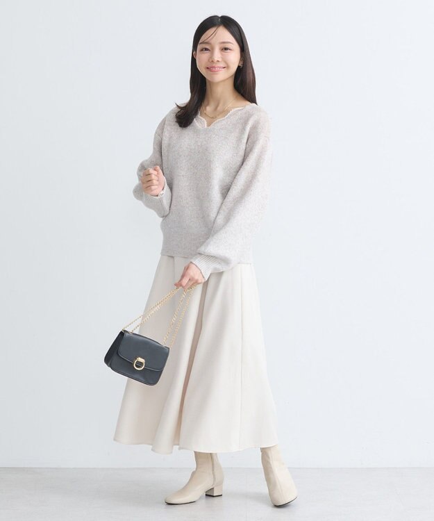 earth music&ecology ラメグラデーションニットプルオーバー Beige