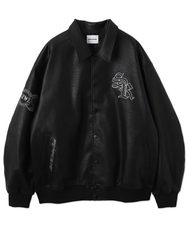 WEGO エコレザーグラフィックジャケット ブラック