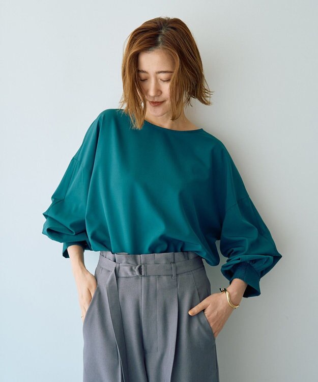 YECCA VECCA 2wayボリューム袖ブラウス Blue Green