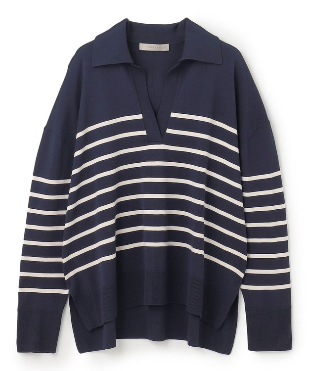 UNFILO L マイビューティ スキッパーニット ネイビー×アイボリー