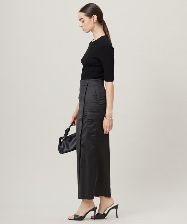 ICB L 【洗える】ハイゲージリブベーシック プルオーバーニット ブラック系