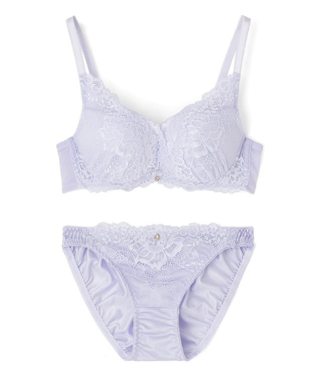 San-ai Resort（三愛水着楽園） 【northerly bra フィットシリーズ 谷間メイク】 カシュクールレースモールド ブラジャー＆ショーツSet B～Fカップ ブルー