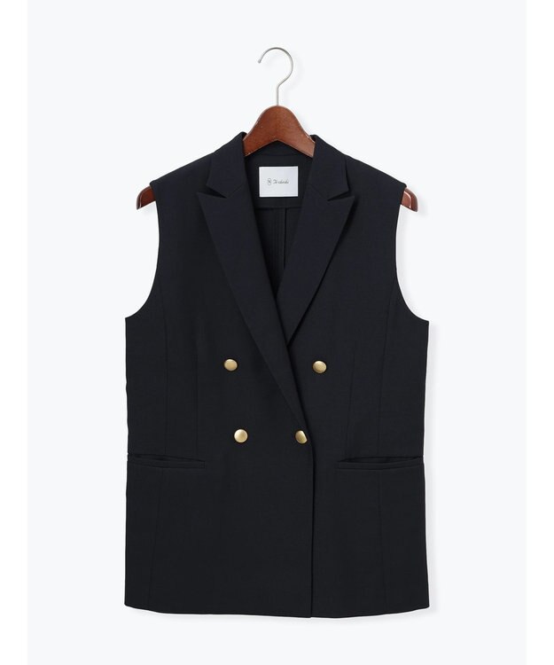 Te chichi リネンライクダブルブレストジレ(セットアップ可) ネイビー