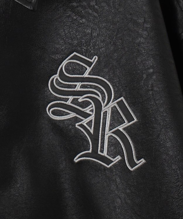 WEGO エコレザーグラフィックジャケット ブラック