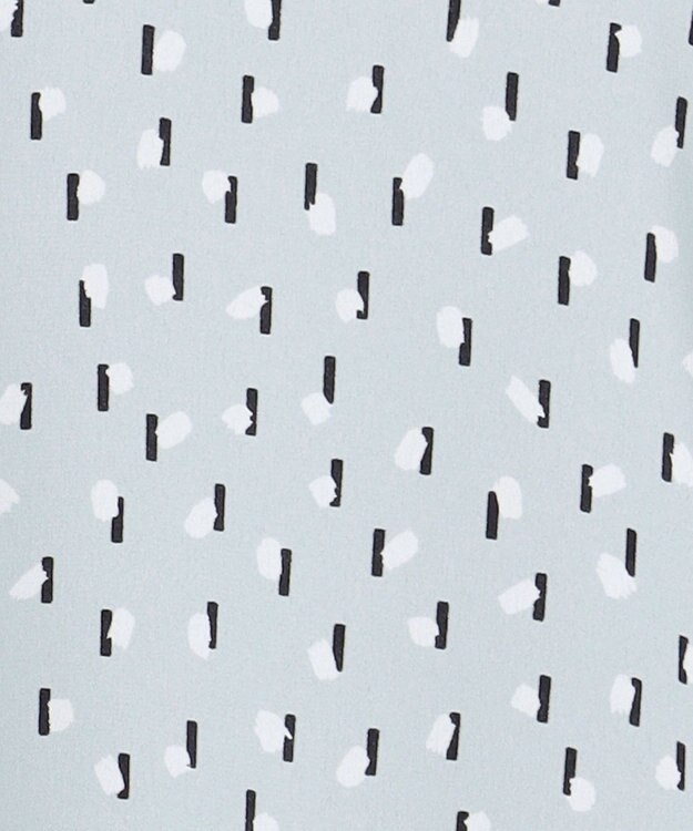 ICB L 【先行予約・WEB限定】BackSatinAmunzen 5分袖キーネックブラウス サックスブルー×モチーフドット柄