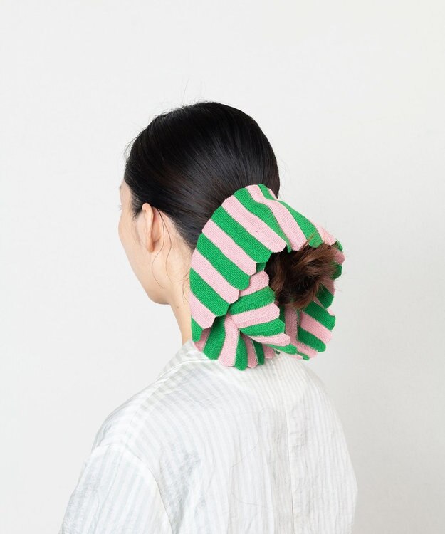 TRICOTE ストライプビッグシュシュ 72PINK