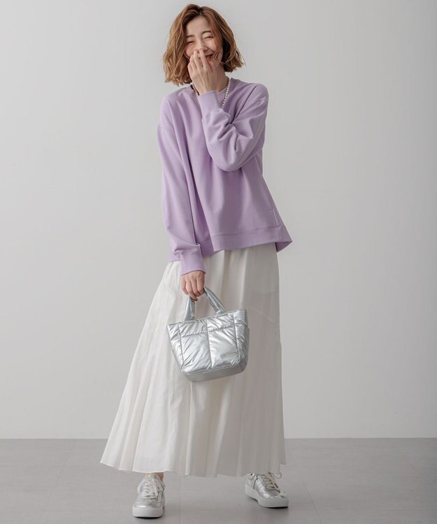 23区 【SLOW/一部店舗限定】テンセルコットンジョーゼット フレア スカート ホワイト系