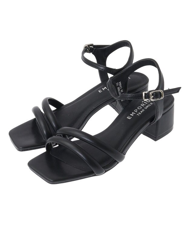 Green Parks ＥＴＳ．スクエアトゥアンクルストラップサンダル Black