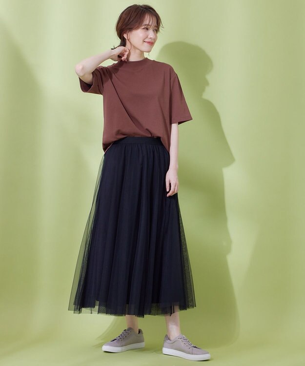 ANY 【UVケア】ビューティーベーシックモックネック半袖プルオーバー ボルドー