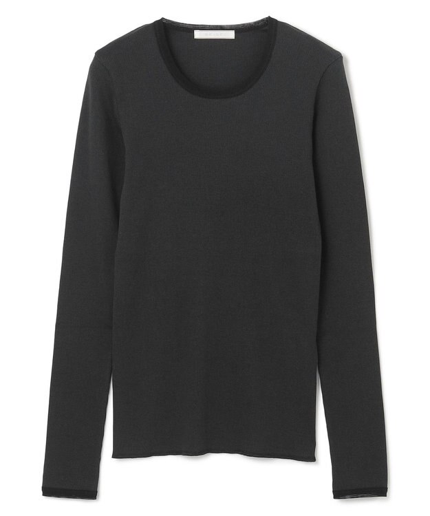 BEIGE， 【BEIGE,ecru/WEB限定・洗える】RIB TOPS /  コットンシルクロングスリーブトップス Stone