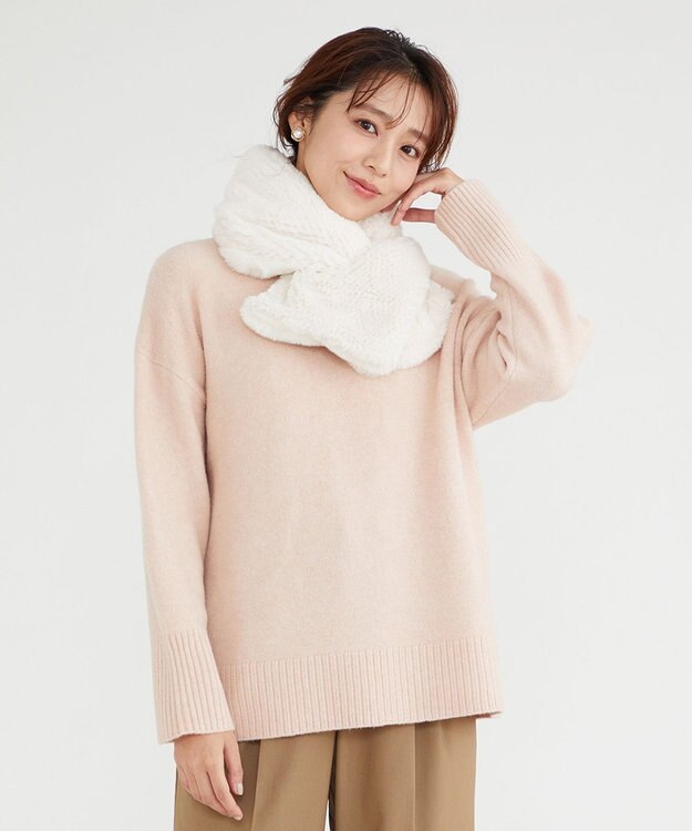 Feroux 【リバーシブル】フェイクファーティペット アイボリー系