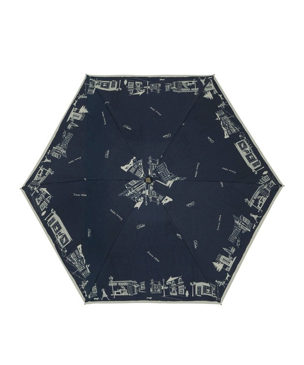 MOONBAT DAKS(ダックス) 晴雨兼用日傘 折りたたみ傘 街並み フワクール生地使用 ネイビーブルー