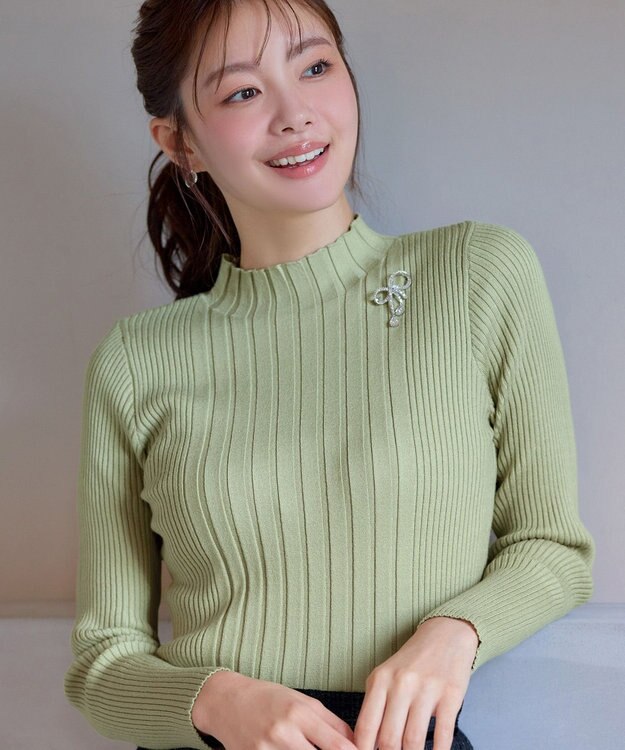 Tiaclasse 【新色追加・洗える】ランダムリブニットプルオーバー ミントA