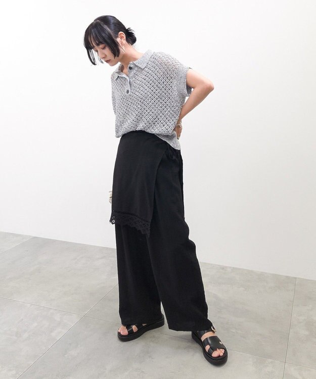 Green Parks ラップ付きパンツ Black