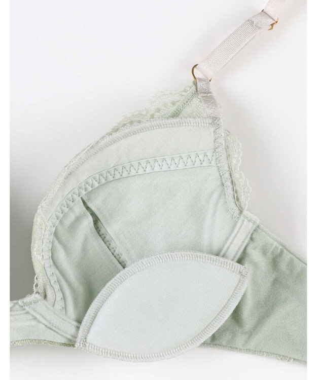 une nana cool リニューアル【綿混】ビタードットコットン 3/4カップブラ セージグリーン