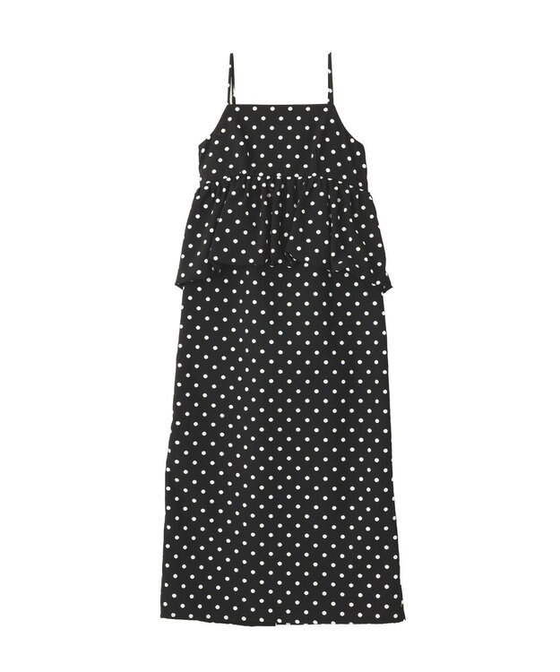 YECCA VECCA ドット柄バルーンキャミワンピース Black