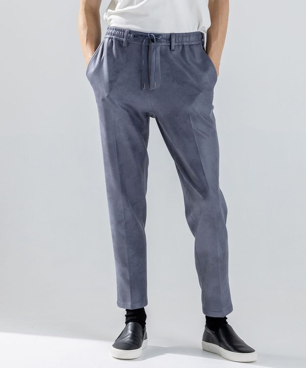 JOSEPH HOMME 新素材【ストレッチ/光沢感】レザーライクジャージードロスト付きテーパードパンツ / PEGG CONVERTIBLE ライトグレー系