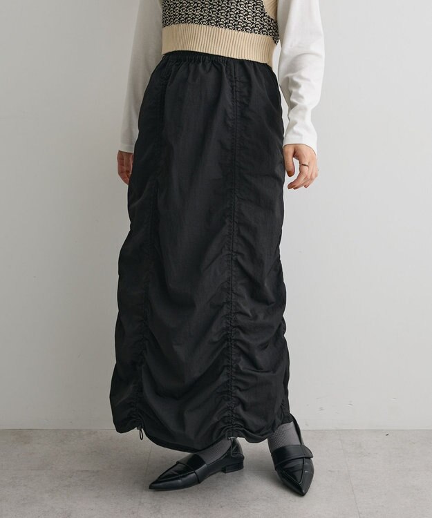 CRAFT STANDARD BOUTIQUE ドロストシャーリングデザインスカート Black